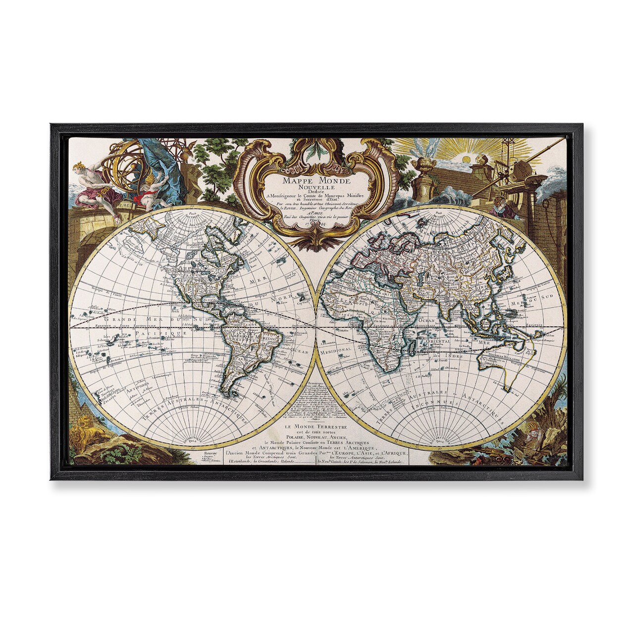 Stupell Industries Classic Inspired World Map Floater Framed Canvas Wall Art Design by Chris Donovan